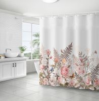 Retro Pastoral Flower Polyester Composite Needle Punched Cotton Shower Curtain sku image 53