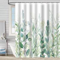 Retro Pastoral Flower Polyester Composite Needle Punched Cotton Shower Curtain sku image 56