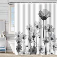 Retro Pastoral Flower Polyester Composite Needle Punched Cotton Shower Curtain sku image 61