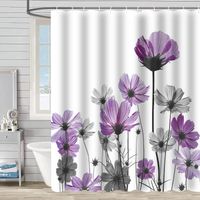 Retro Pastoral Flower Polyester Composite Needle Punched Cotton Shower Curtain sku image 59