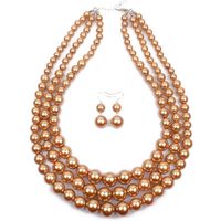 Vintage Style Solid Color Abs Beaded Women's Jewelry Set sku image 5