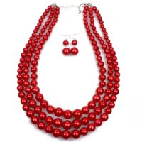 Vintage Style Solid Color Abs Beaded Women's Jewelry Set sku image 1