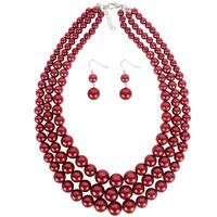 Vintage Style Solid Color Abs Beaded Women's Jewelry Set sku image 8