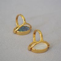 Vintage Style Geometric Color Block Mother Shell Copper Abalone Shell Plating Gold Plated Rings main image 4
