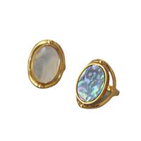 Vintage Style Geometric Color Block Mother Shell Copper Abalone Shell Plating Gold Plated Rings main image 2