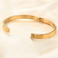 Wholesale Simple Style Devil's Eye Solid Color Stainless Steel Plating 18k Gold Plated Bangle main image 5