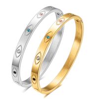 Wholesale Simple Style Devil's Eye Solid Color Stainless Steel Plating 18k Gold Plated Bangle main image 1