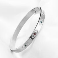 Wholesale Simple Style Devil's Eye Solid Color Stainless Steel Plating 18k Gold Plated Bangle main image 3
