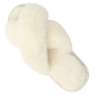 Women's Vintage Style Solid Color Open Toe Plush Slippers main image 3