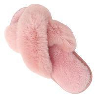 Women's Vintage Style Solid Color Open Toe Plush Slippers sku image 16