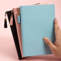 1 Piece Solid Color Class Learning Pu Leather Cute Notebook main image 1