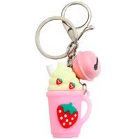 Cute Ice Cream Bear Strawberry Pvc Women's Keychain main image 4