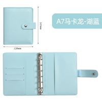 A6 Macaron Leather Notebook Loose-leaf Binder Refillable With 12 Loose-leaf Zipper Bag Bill Change Storage Book sku image 5