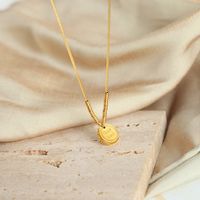 Simple Style Round Titanium Steel Plating 18k Gold Plated Pendant Necklace main image 4