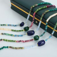 Fairy Style Colorful Agate Titanium Steel Beaded Plating 18k Gold Plated Pendant Necklace main image 1