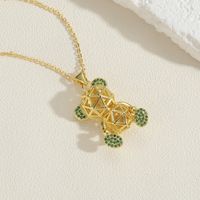 Cute Commute Little Bear Copper Plating Inlay Zircon 14k Gold Plated White Gold Plated Pendant Necklace sku image 3