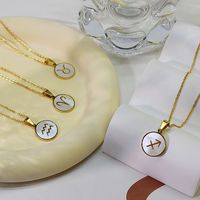 Stainless Steel 18K Gold Plated Basic Plating Constellation Shell Pendant Necklace main image 5