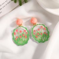 1 Pair Sweet Irregular Flower Printing Stoving Varnish Arylic Ear Cuffs sku image 7