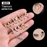 1 Piece Ear Cartilage Rings & Studs IG Style Cool Style Geometric Water Droplets Pure Titanium Plating Inlay Zircon main image 2
