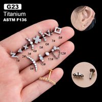 1 Piece Ear Cartilage Rings & Studs IG Style Cool Style Geometric Water Droplets Pure Titanium Plating Inlay Zircon main image 3