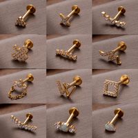 1 Piece Ear Cartilage Rings & Studs IG Style Cool Style Geometric Water Droplets Pure Titanium Plating Inlay Zircon main image 4