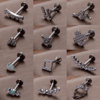 1 Piece Ear Cartilage Rings & Studs IG Style Cool Style Geometric Water Droplets Pure Titanium Plating Inlay Zircon main image 5