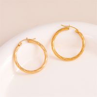 1 Pair Retro Simple Style C Shape Round Plating Stainless Steel 18K Gold Plated Hoop Earrings main image 11