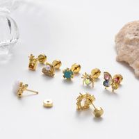 1 Piece Ig Style Cool Style Butterfly Plating Inlay Titanium Alloy Zircon 18k Gold Plated Ear Studs main image 5