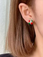 1 Pair Vintage Style Cartoon Enamel Plating Inlay Copper Zircon Gold Plated Ear Studs main image 2
