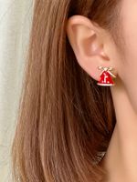 1 Pair Christmas Vintage Style Simple Style Bell Enamel Plating Inlay Copper Zircon Ear Studs main image 2