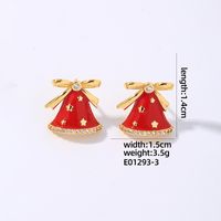 1 Pair Christmas Vintage Style Simple Style Bell Enamel Plating Inlay Copper Zircon Ear Studs sku image 1