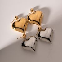 1 Pair IG Style Simple Style Heart Shape Plating 304 Stainless Steel Drop Earrings main image 3