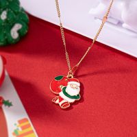 Cute Christmas Tree Santa Claus Snowflake Alloy Ferroalloy Enamel Plating Inlay Glass 14k Gold Plated Christmas Women's Pendant Necklace main image 11