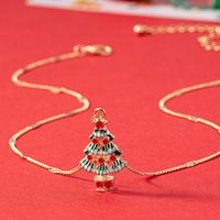 Cute Christmas Tree Santa Claus Snowflake Alloy Ferroalloy Enamel Plating Inlay Glass 14k Gold Plated Christmas Women's Pendant Necklace sku image 2