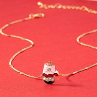 Cute Christmas Tree Santa Claus Snowflake Alloy Ferroalloy Enamel Plating Inlay Glass 14k Gold Plated Christmas Women's Pendant Necklace sku image 9