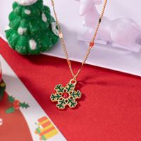 Cute Christmas Tree Santa Claus Snowflake Alloy Ferroalloy Enamel Plating Inlay Glass 14k Gold Plated Christmas Women's Pendant Necklace main image 5