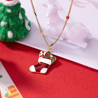 Cute Christmas Tree Santa Claus Snowflake Alloy Ferroalloy Enamel Plating Inlay Glass 14k Gold Plated Christmas Women's Pendant Necklace main image 3