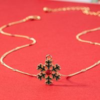 Cute Christmas Tree Santa Claus Snowflake Alloy Ferroalloy Enamel Plating Inlay Glass 14k Gold Plated Christmas Women's Pendant Necklace sku image 1