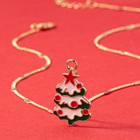 Cute Christmas Tree Santa Claus Snowflake Alloy Ferroalloy Enamel Plating Inlay Glass 14k Gold Plated Christmas Women's Pendant Necklace sku image 8