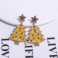 1 Pair Simple Style Christmas Tree Inlay Alloy Gem Gold Plated Ear Studs main image 4