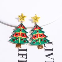 1 Pair Simple Style Christmas Tree Inlay Alloy Gem Gold Plated Ear Studs main image 3