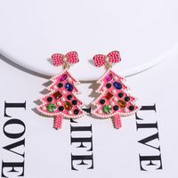 1 Pair Classic Style Christmas Tree Bow Knot Plating Inlay Alloy Gem Gold Plated Ear Studs main image 3