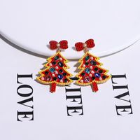 1 Pair Classic Style Christmas Tree Bow Knot Plating Inlay Alloy Gem Gold Plated Ear Studs main image 1