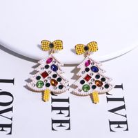 1 Pair Classic Style Christmas Tree Bow Knot Plating Inlay Alloy Gem Gold Plated Ear Studs main image 4