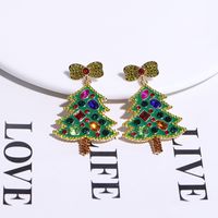 1 Pair Classic Style Christmas Tree Bow Knot Plating Inlay Alloy Gem Gold Plated Ear Studs main image 5