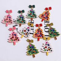 1 Pair Classic Style Christmas Tree Bow Knot Plating Inlay Alloy Gem Gold Plated Ear Studs main image 2