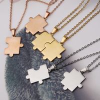 Simple Style Jigsaw Titanium Steel Plating 18k Gold Plated Pendant Necklace main image 1