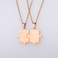 Simple Style Jigsaw Titanium Steel Plating 18k Gold Plated Pendant Necklace main image 3