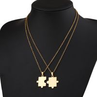 Simple Style Jigsaw Titanium Steel Plating 18k Gold Plated Pendant Necklace main image 4