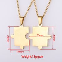 Simple Style Jigsaw Titanium Steel Plating 18k Gold Plated Pendant Necklace main image 5